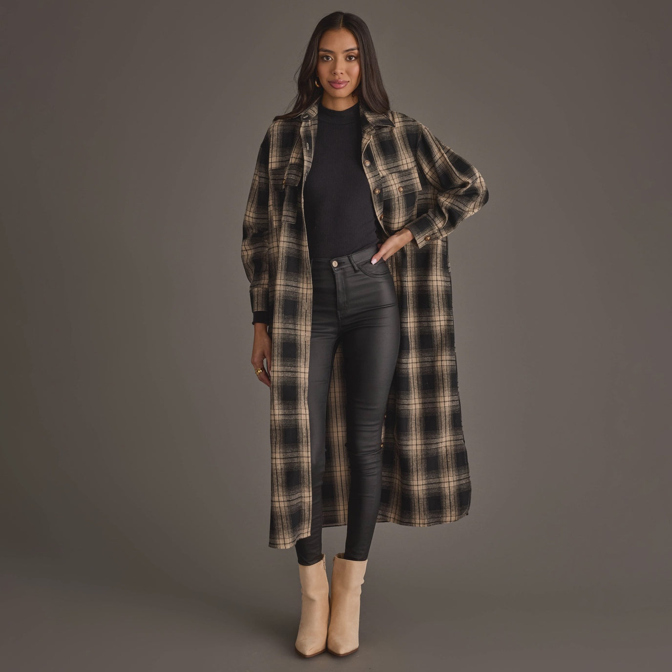 Plaid Long Lightweight Jacket