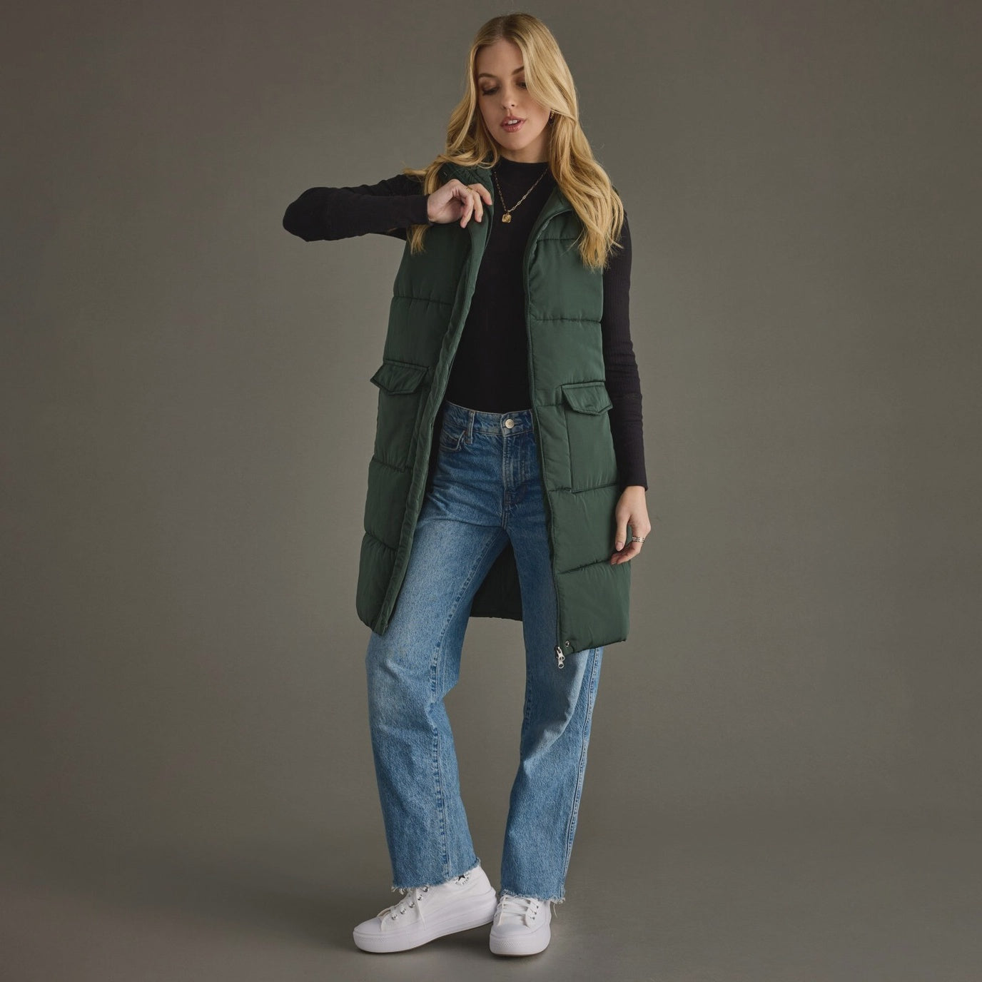 Dark Green Long Vest