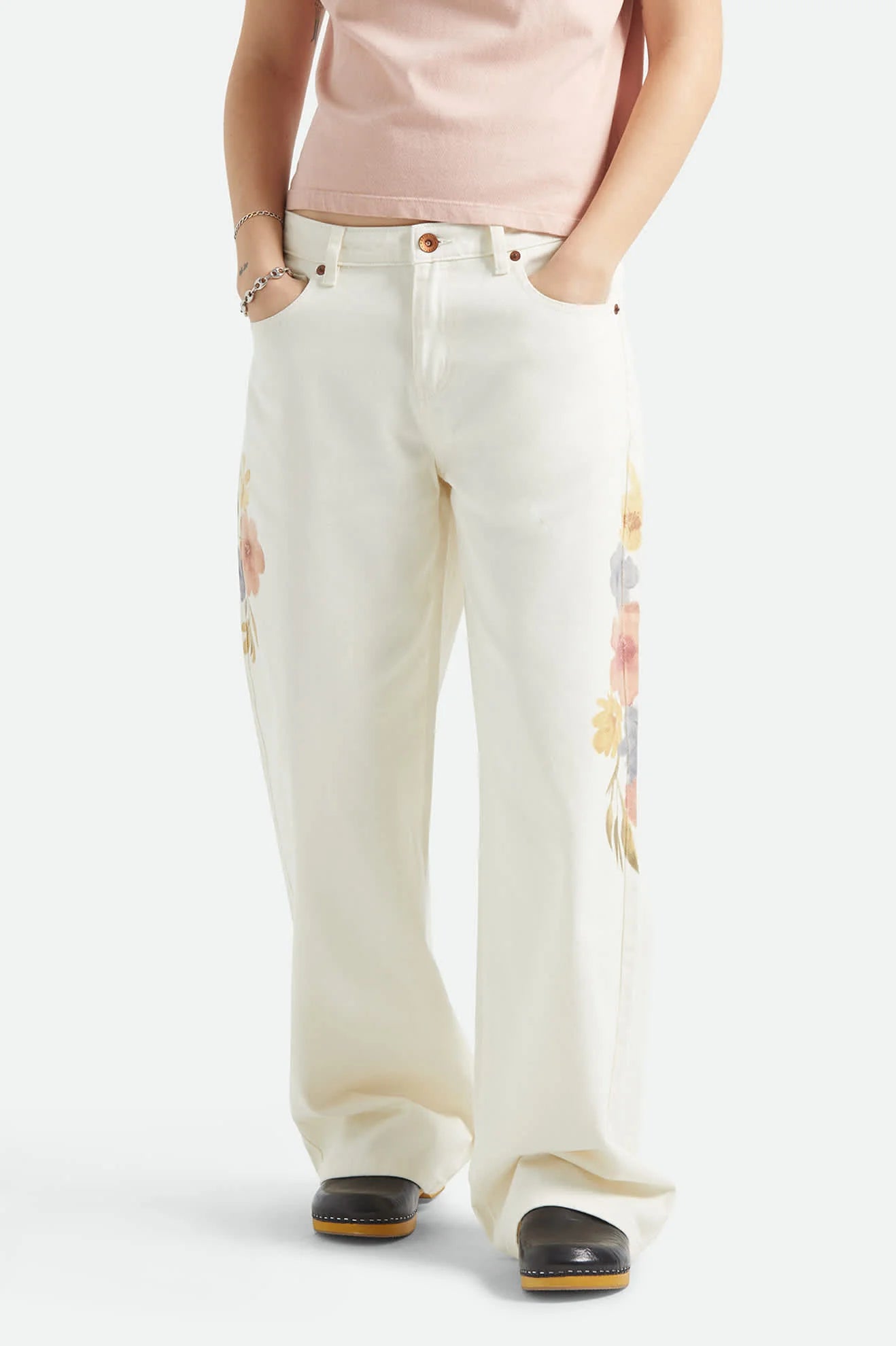 The Chloe 5 Pocket Pant-Off White Floral Burst