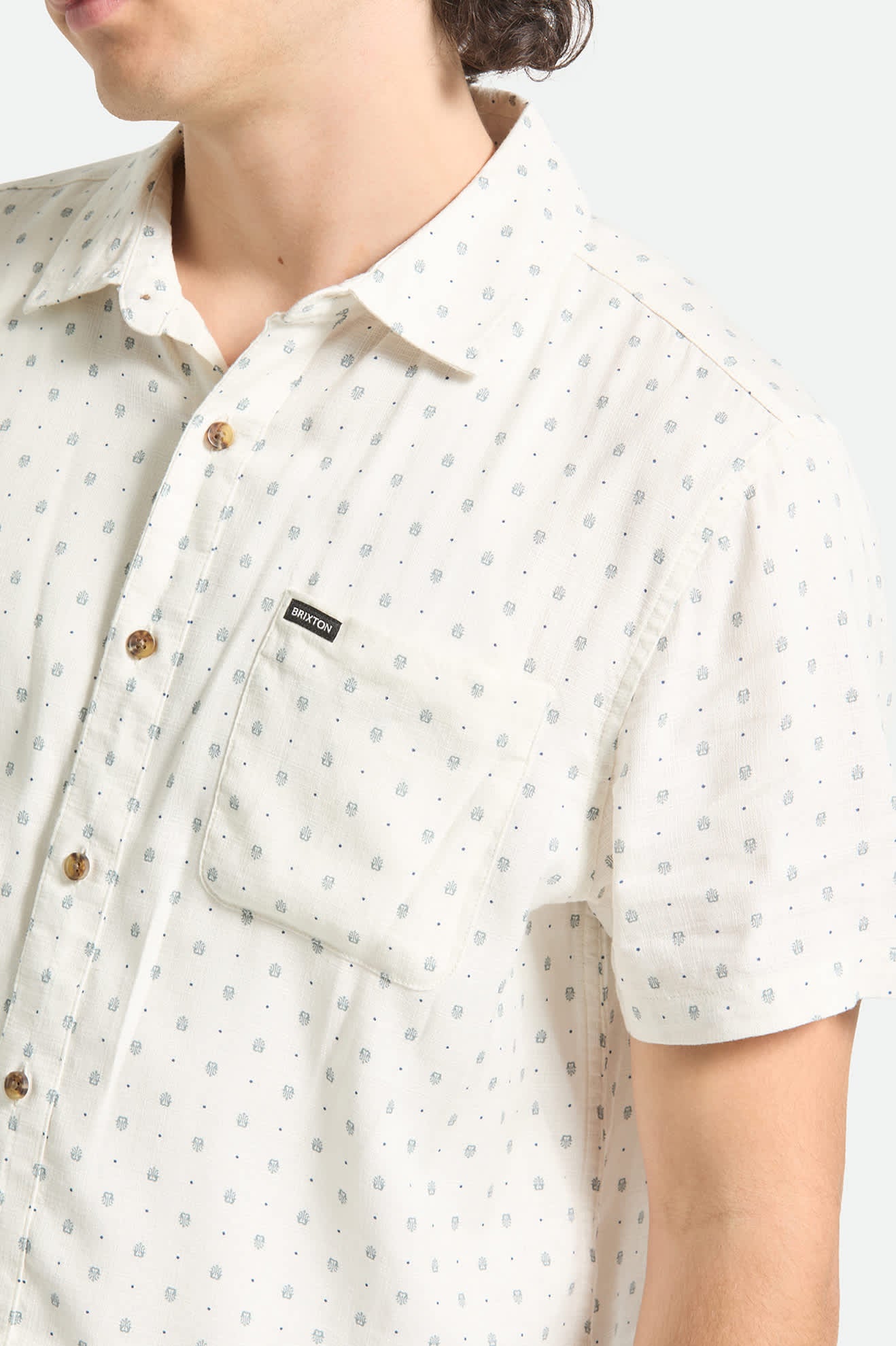 Charter Slub Shirt-Off White Micro Geo