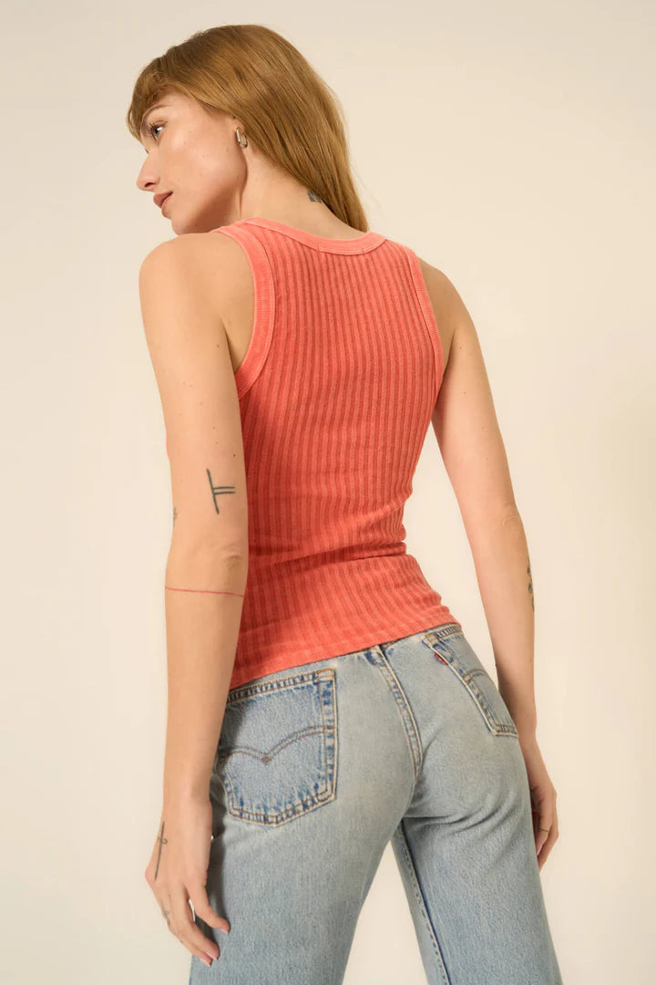 Cooper Sweater Rib Tank-Vintage Coral