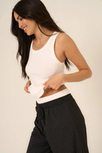 Cooper Sweater Rip Tank-White