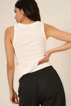 Cooper Sweater Rip Tank-White