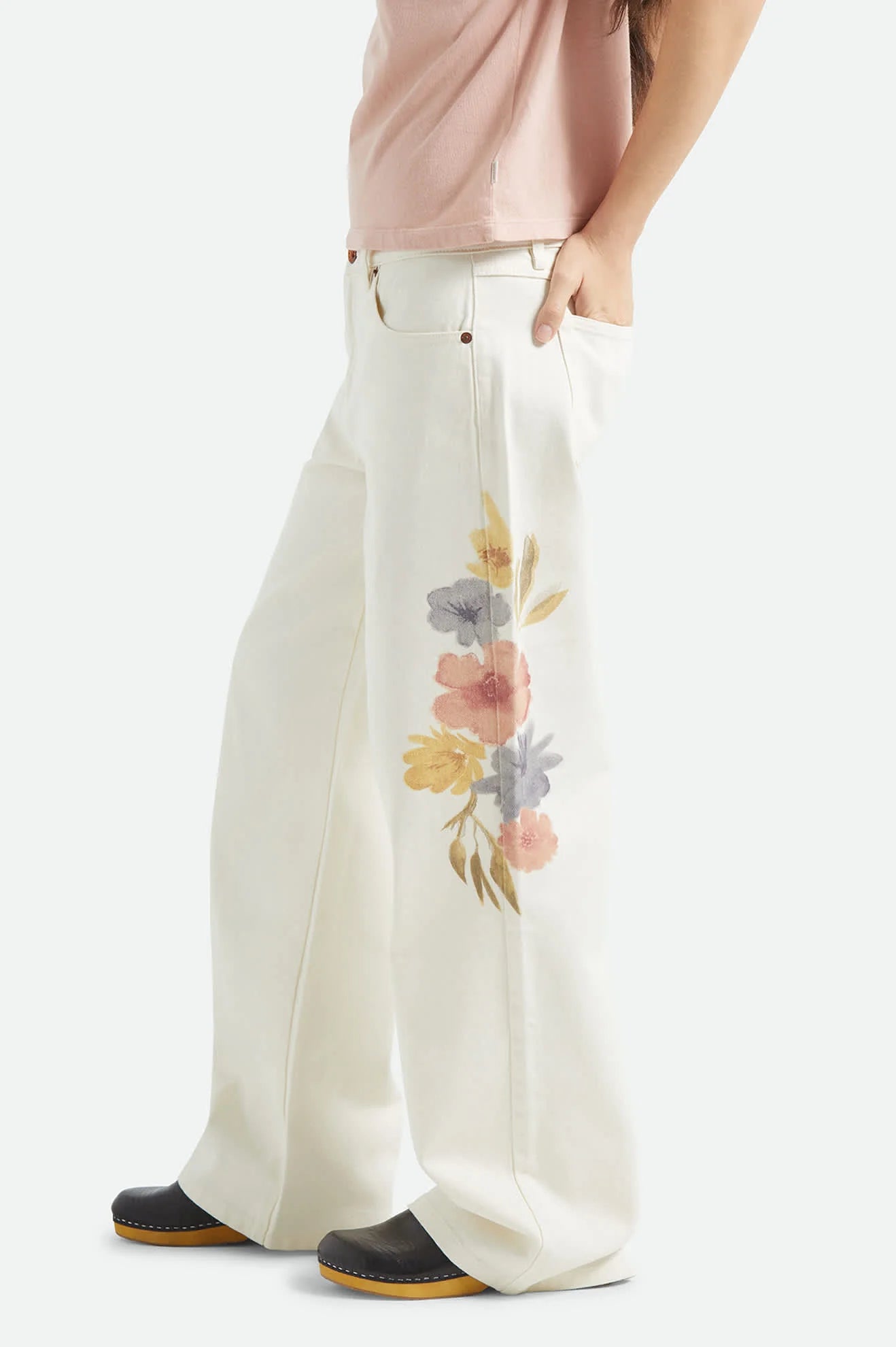The Chloe 5 Pocket Pant-Off White Floral Burst