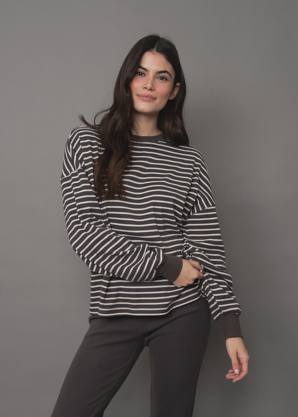 Colbert Striped Cozy Waffle Top