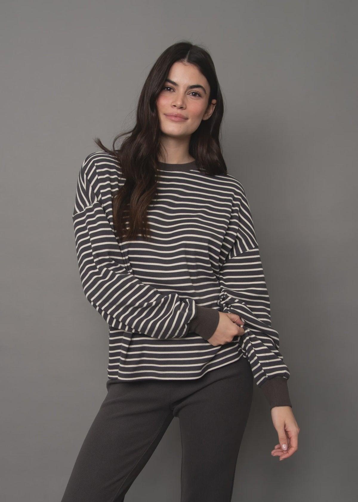 Colbert Striped Cozy Waffle Top