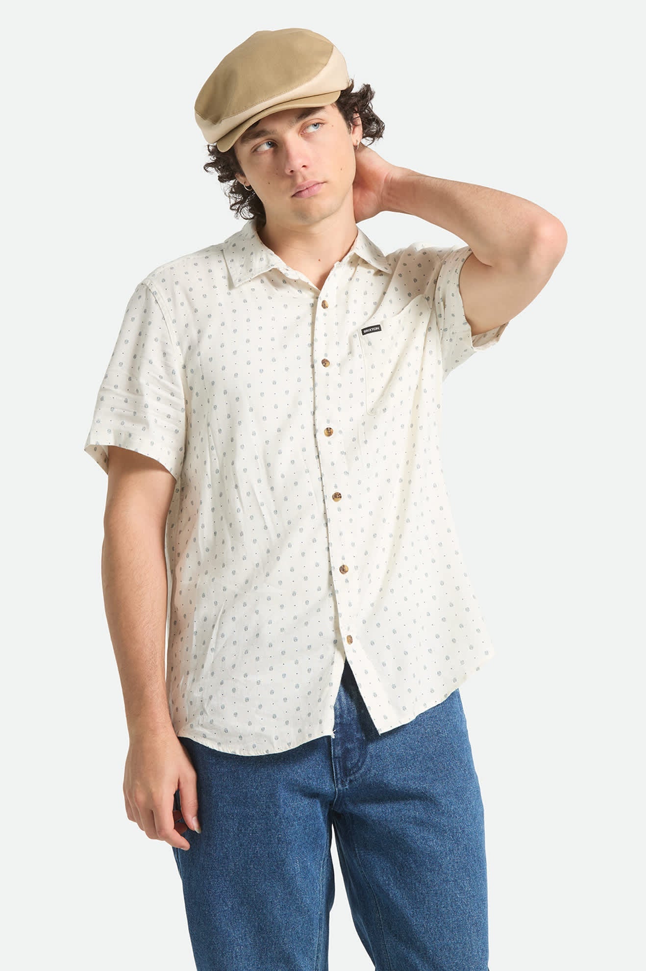 Charter Slub Shirt-Off White Micro Geo