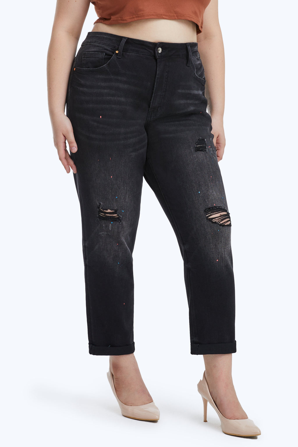 Plus High Rise Painted Mom