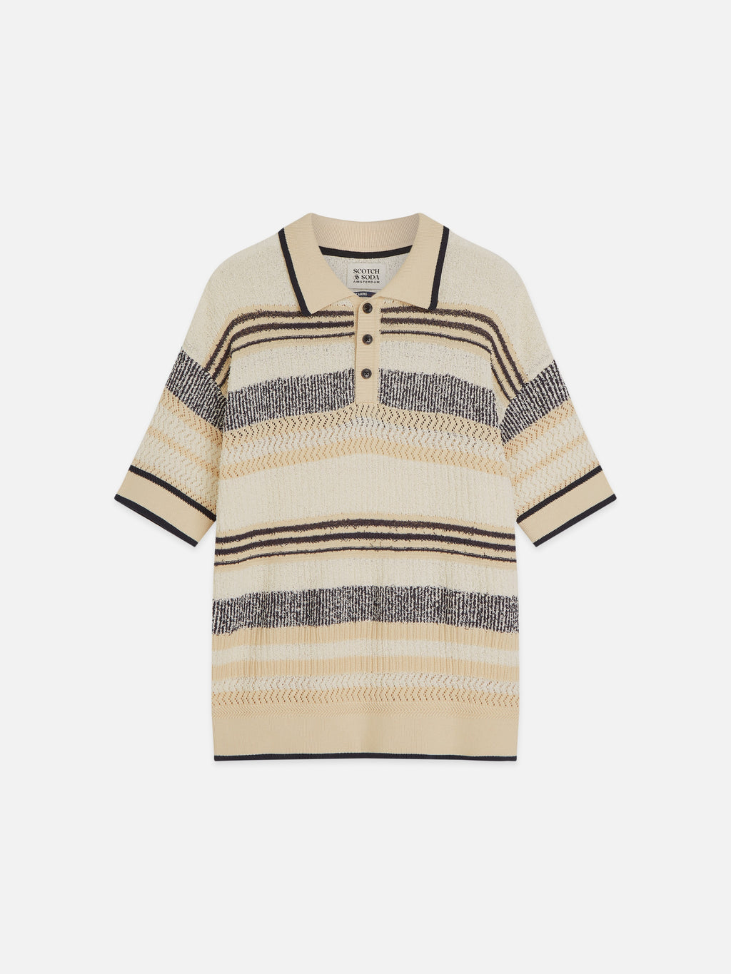Structure Dropped Shoulder Knitted Polo