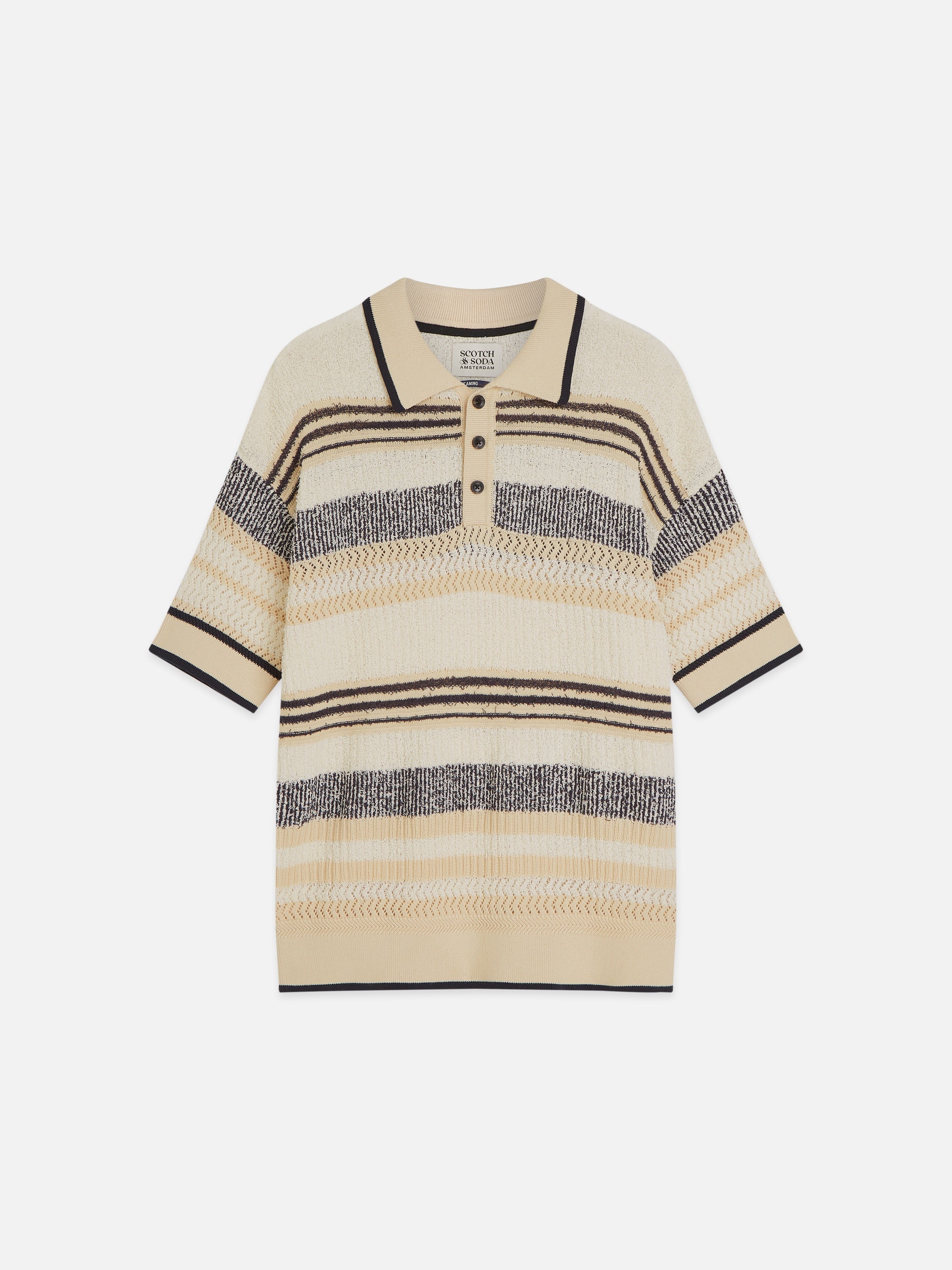 Structure Dropped Shoulder Knitted Polo