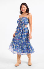 Glow Path Shirred Midi Dress