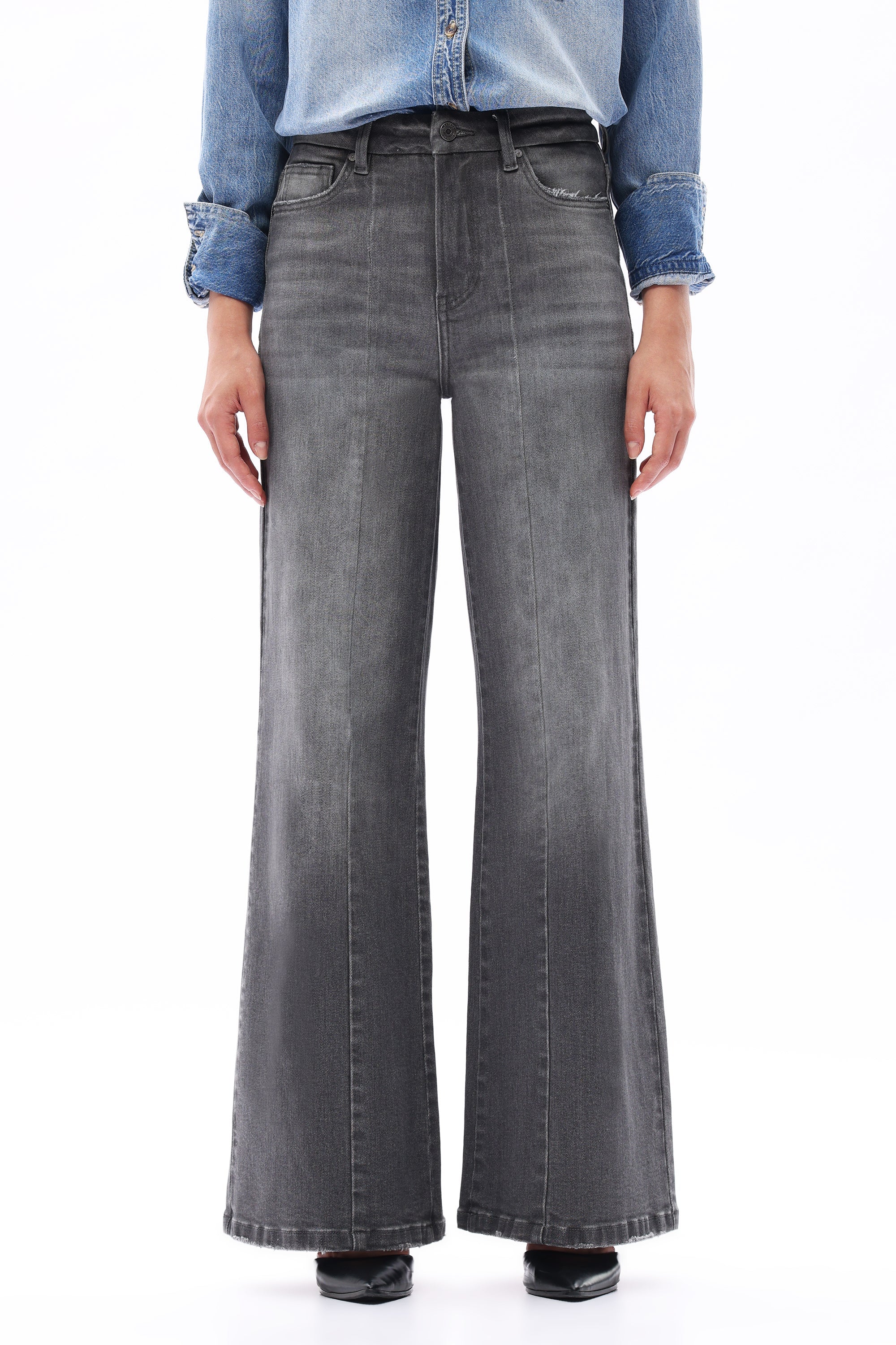 Gray High Rise Wide Leg