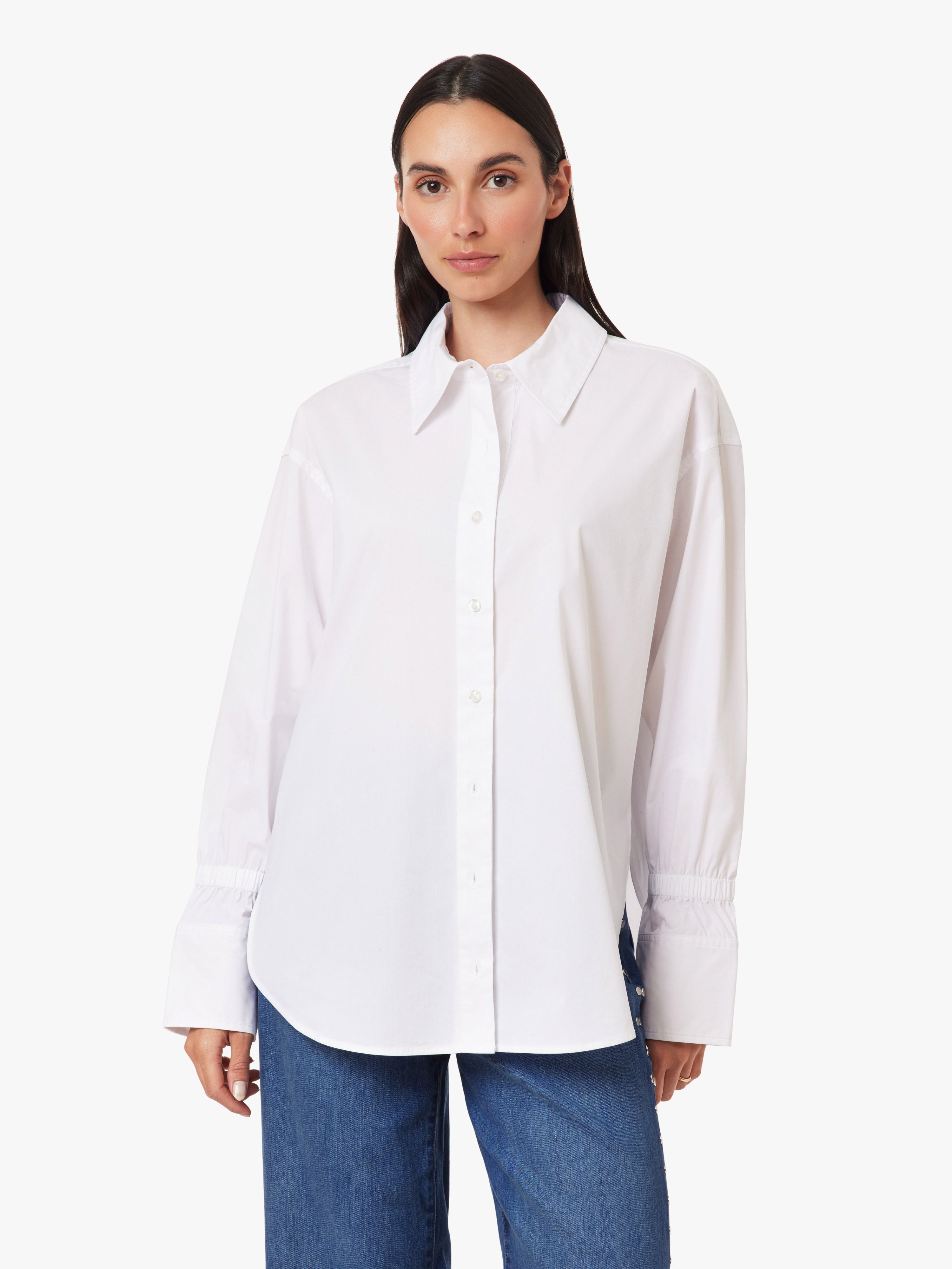 Cinched Cuff Poplin Shirt