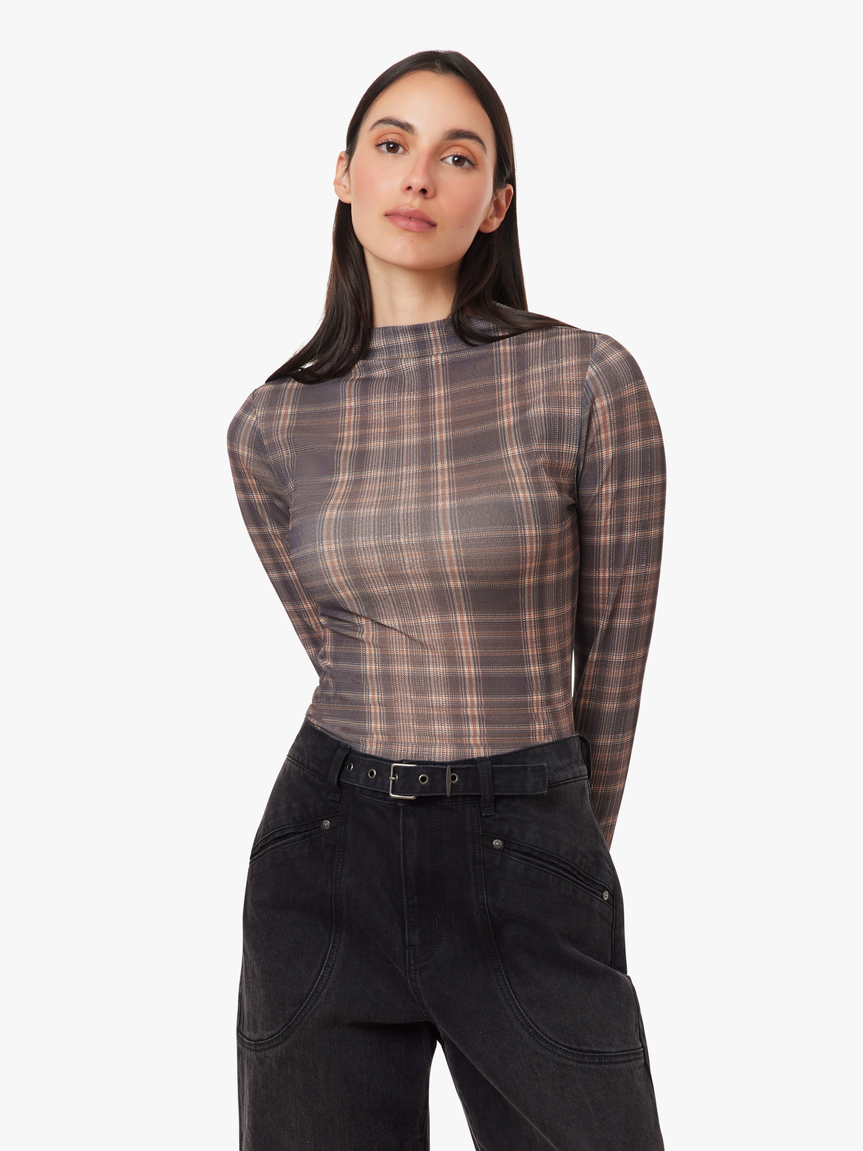 Plaid Turtleneck Top