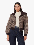 Herringbone Zip Front Cardigan