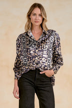 Geometric Satin Button Down