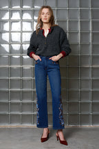 Hongkong Embroidered Straight Leg