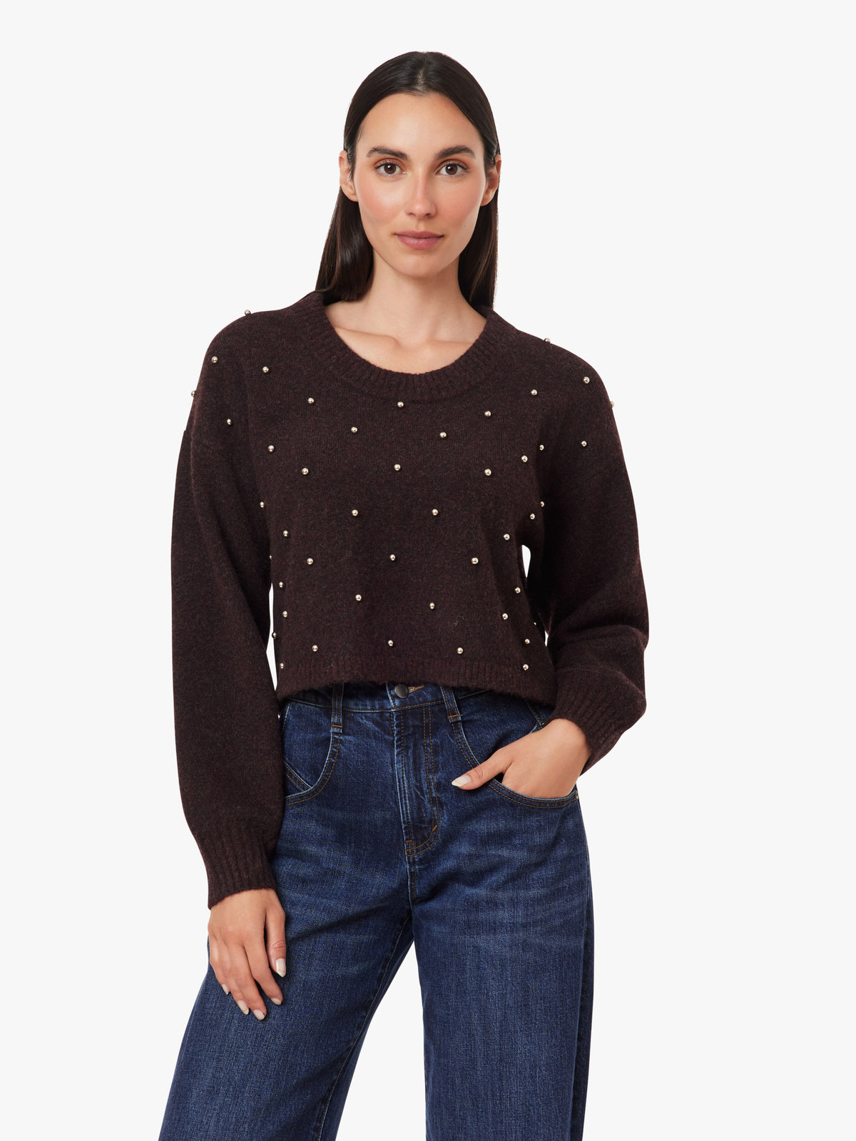 Studded Crop Sweater