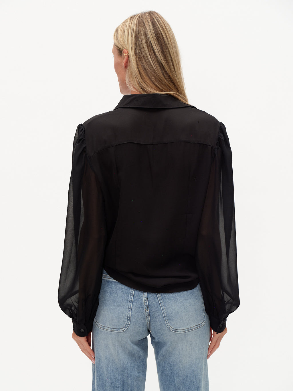 Mabel Long Sleeve Button Down-Black