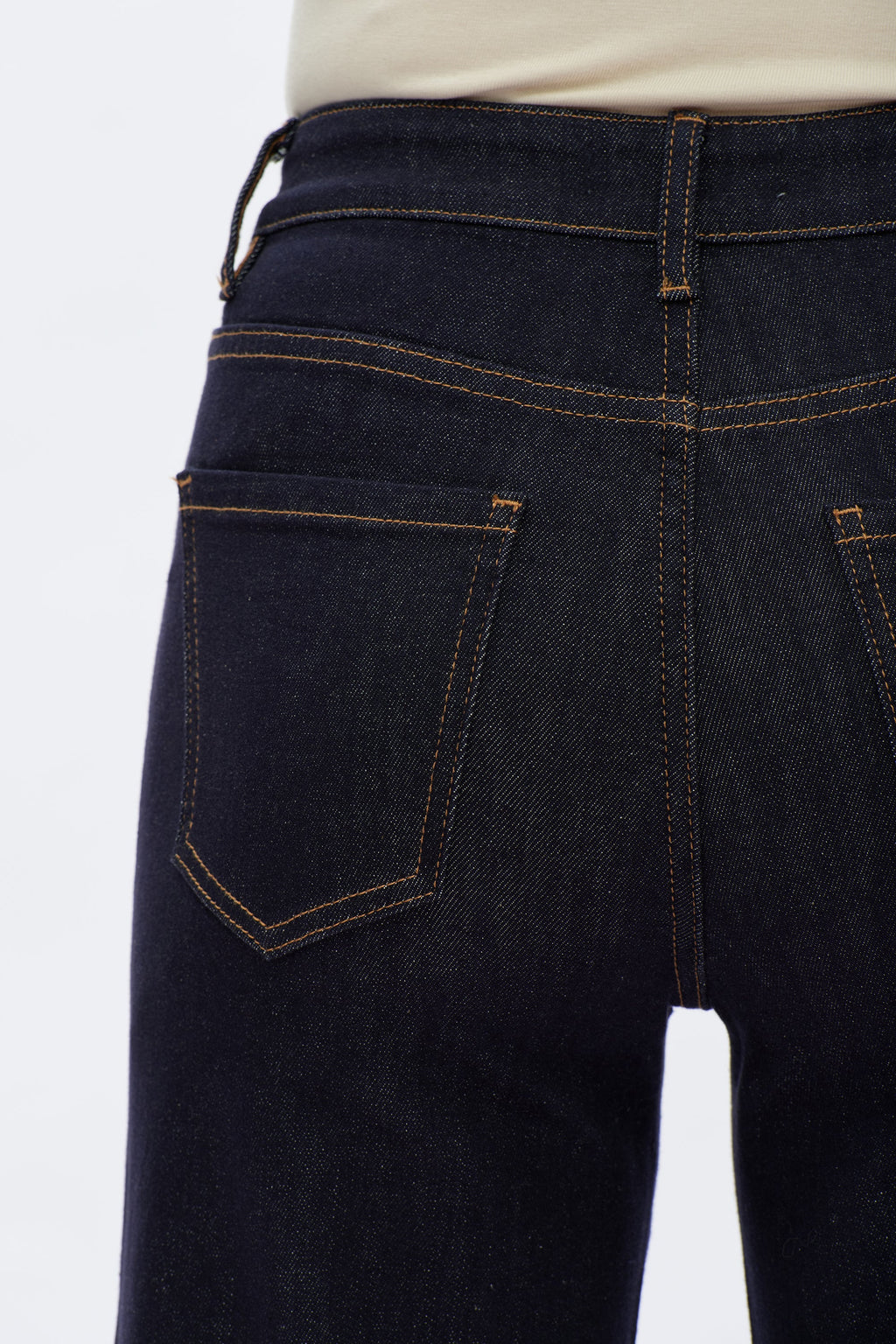High Rise Wide Leg Rolled Denim Jeans