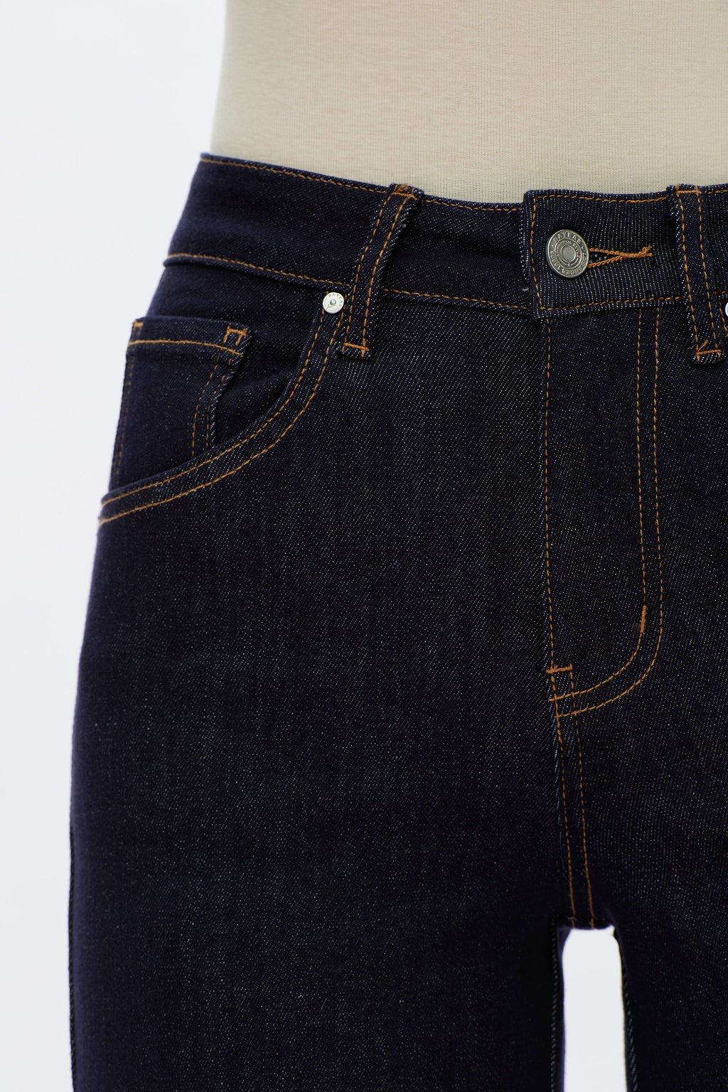 High Rise Wide Leg Rolled Denim Jeans