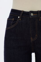 High Rise Wide Leg Rolled Denim Jeans