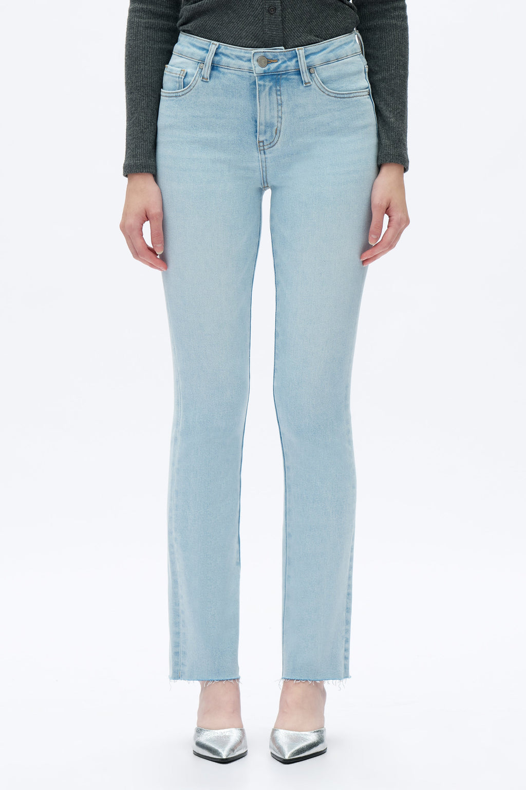 Mid Rise Slim Straight Denim Jeans