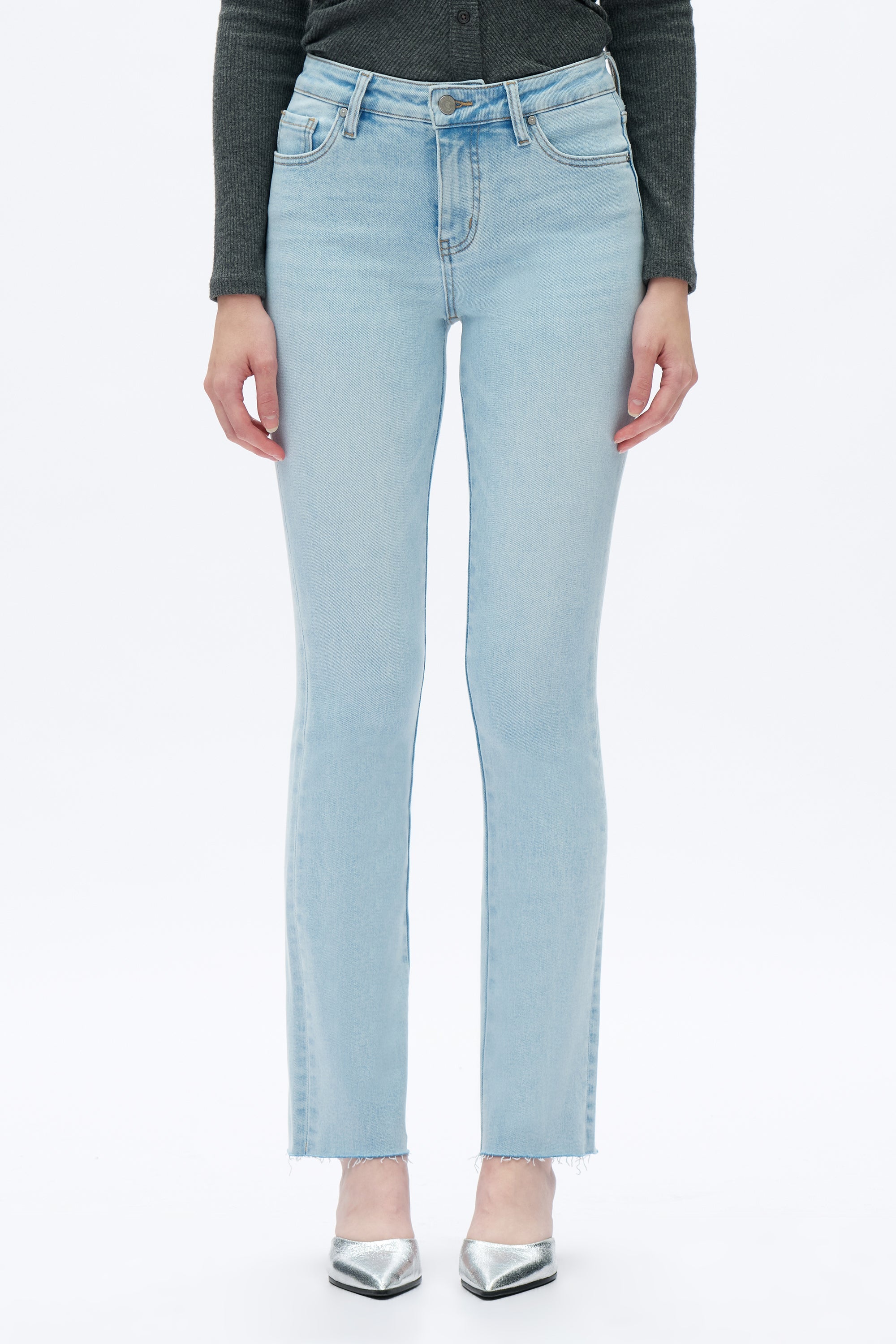 Mid Rise Slim Straight Denim Jeans