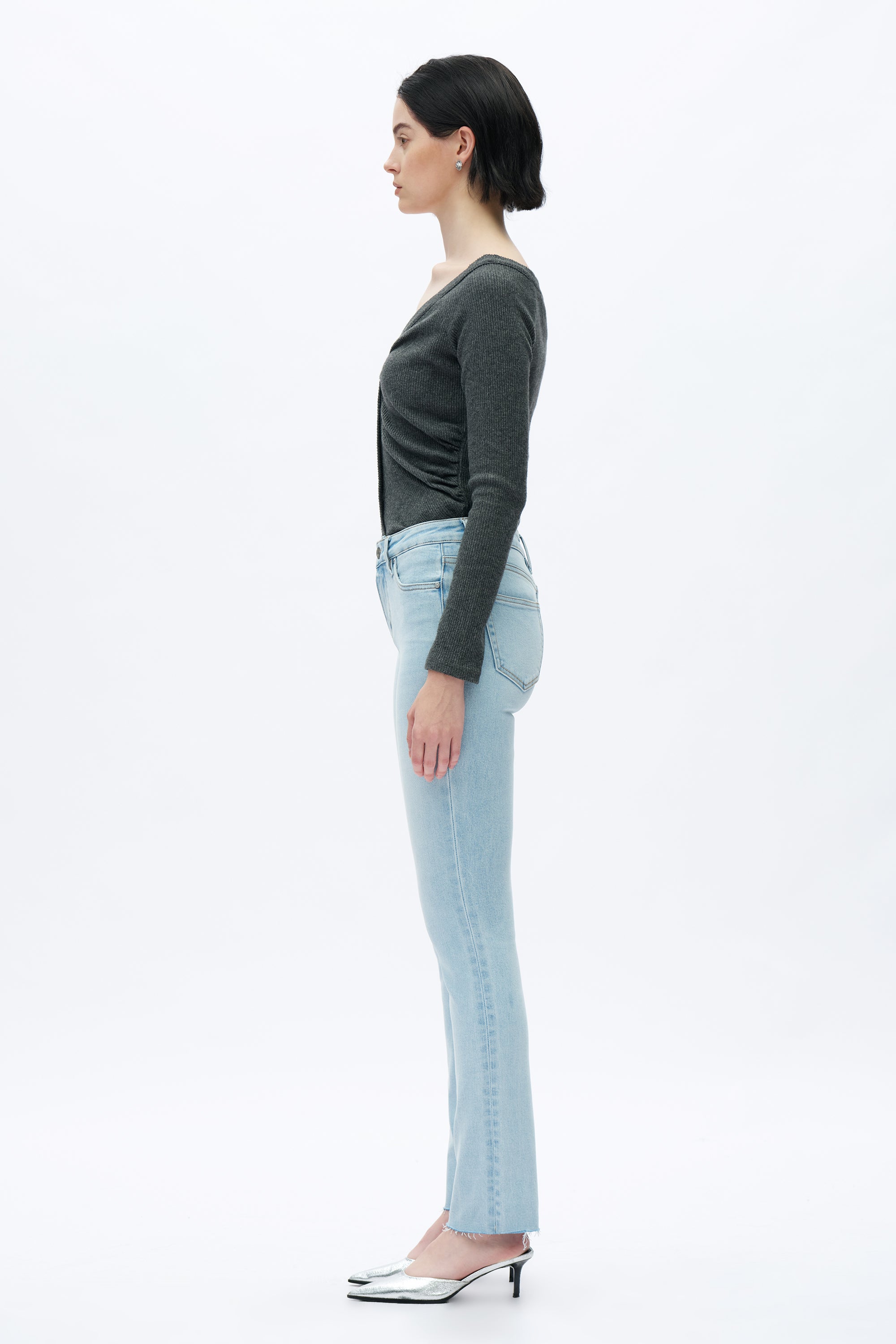 Mid Rise Slim Straight Denim Jeans