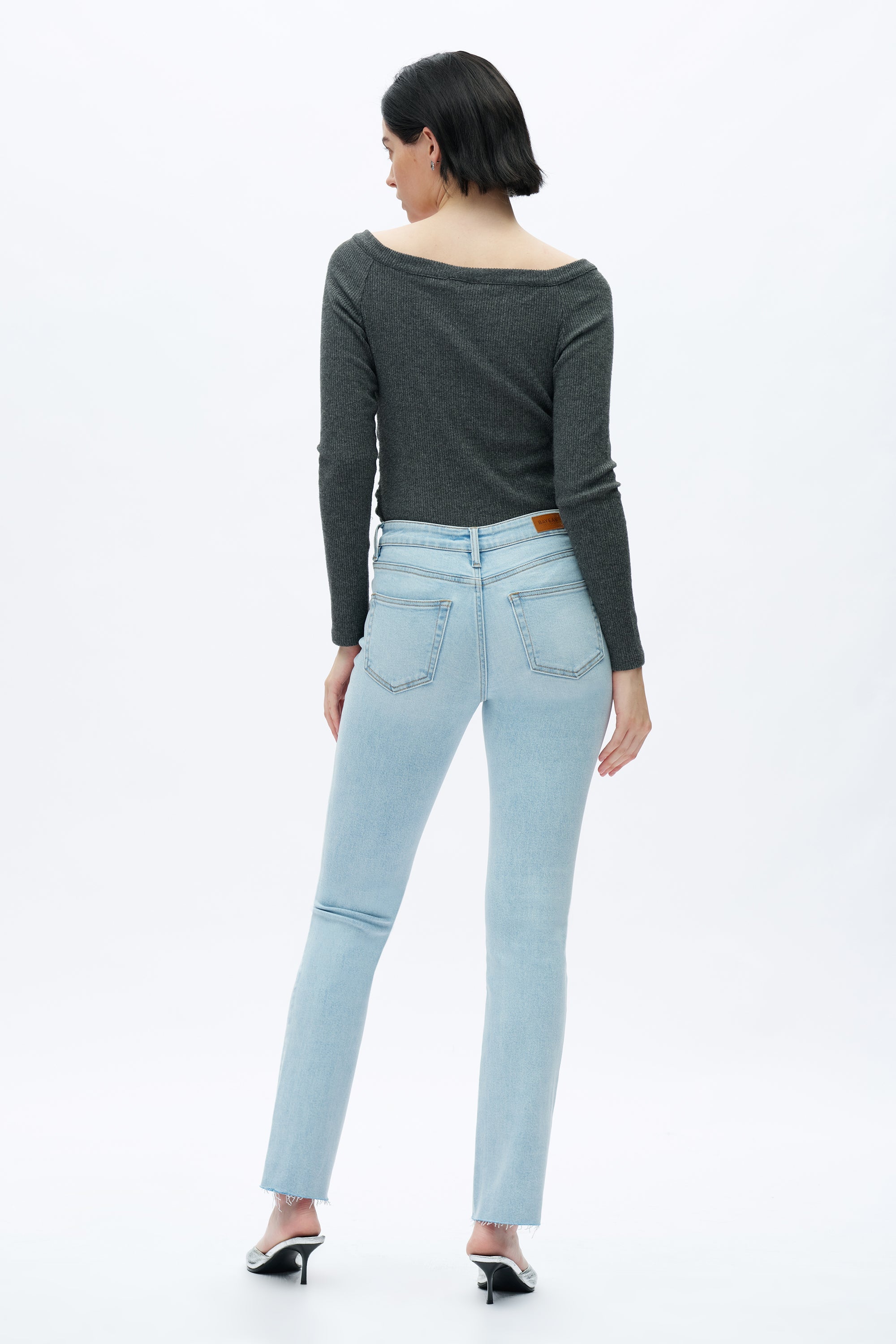 Mid Rise Slim Straight Denim Jeans