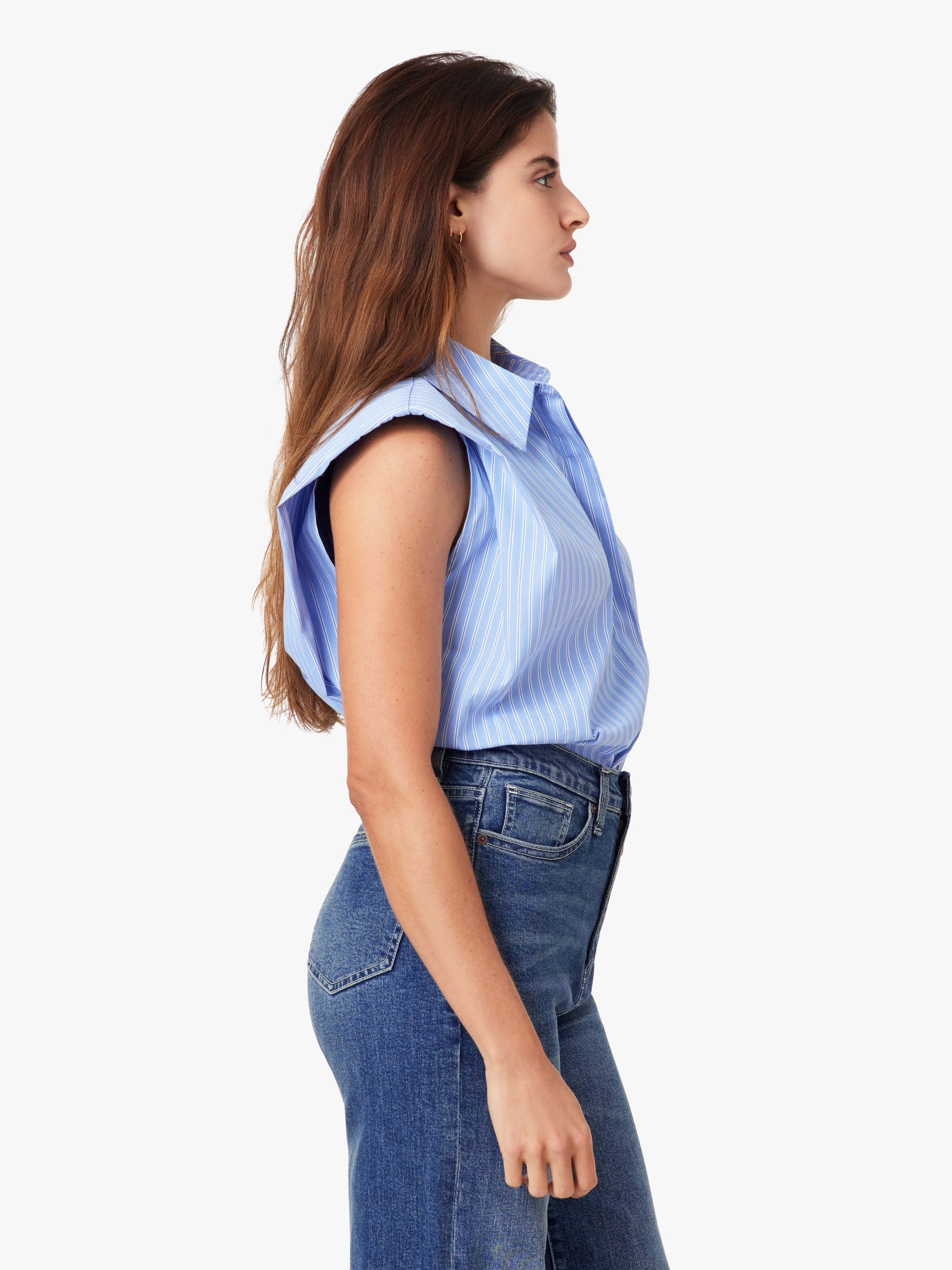 Sleeveless Shoulder Pad Shirt