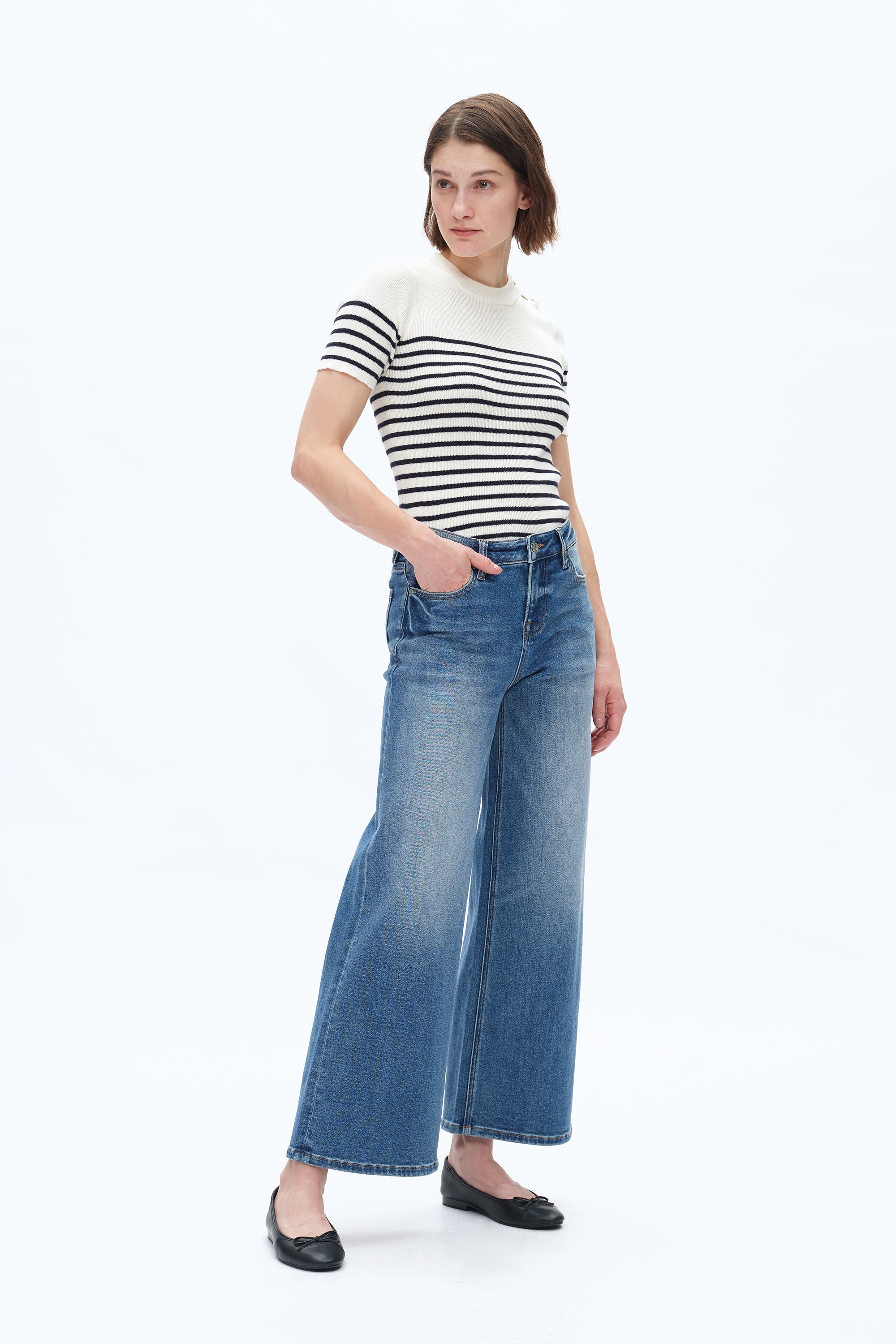 Lisa Mid Rise Wide Leg
