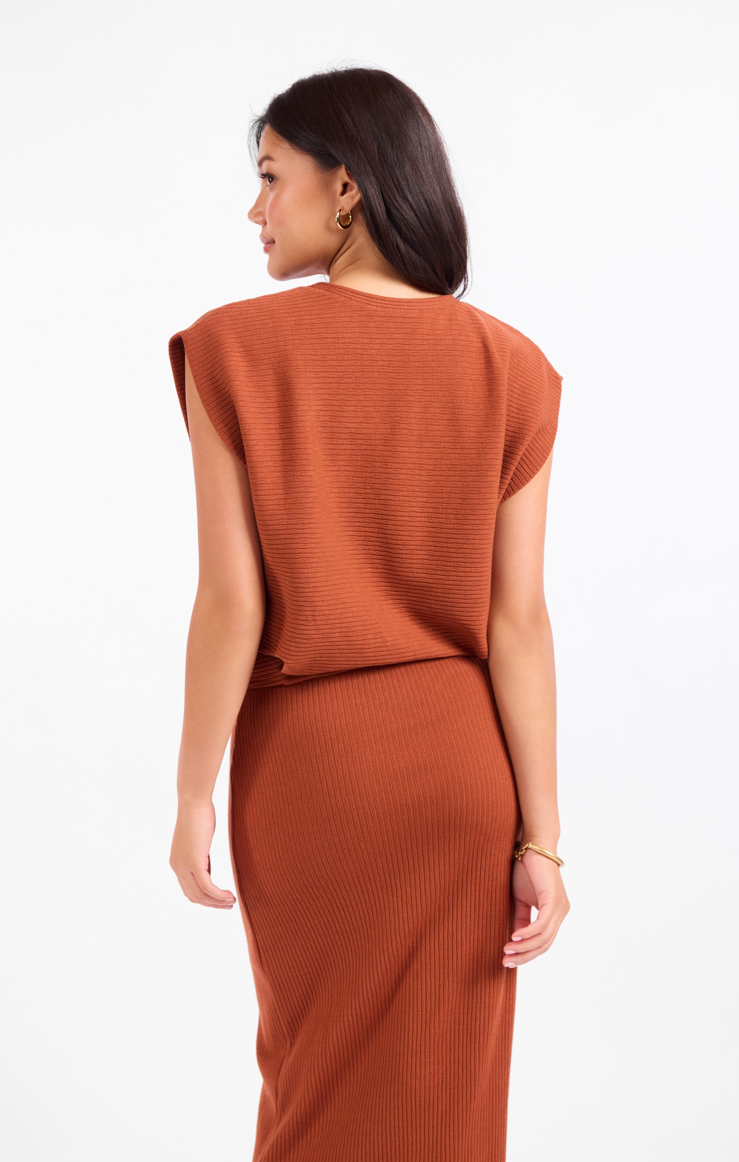 Soft Cedar Tapered Knit Top