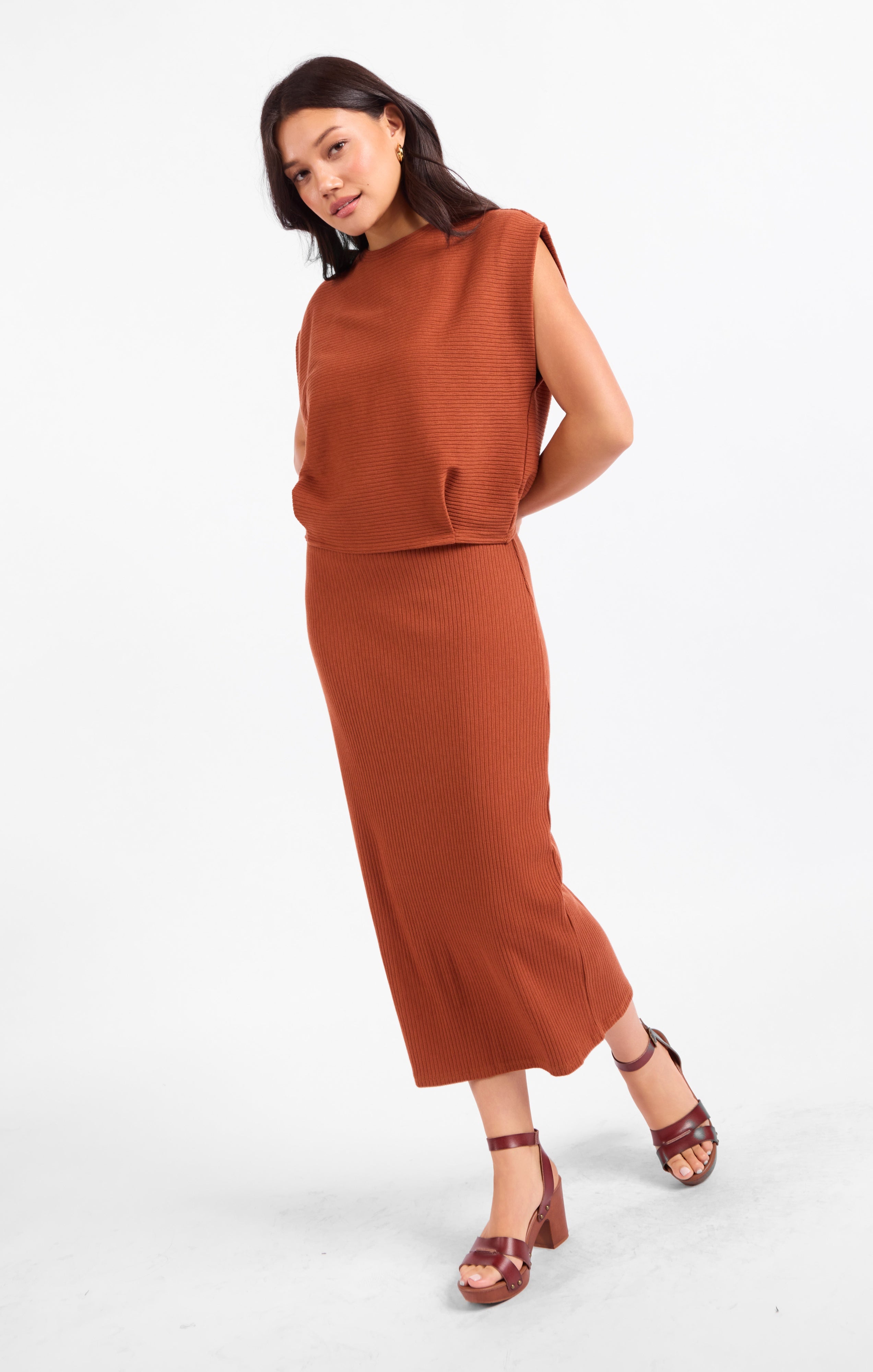 Soft Cedar Tapered Knit Top