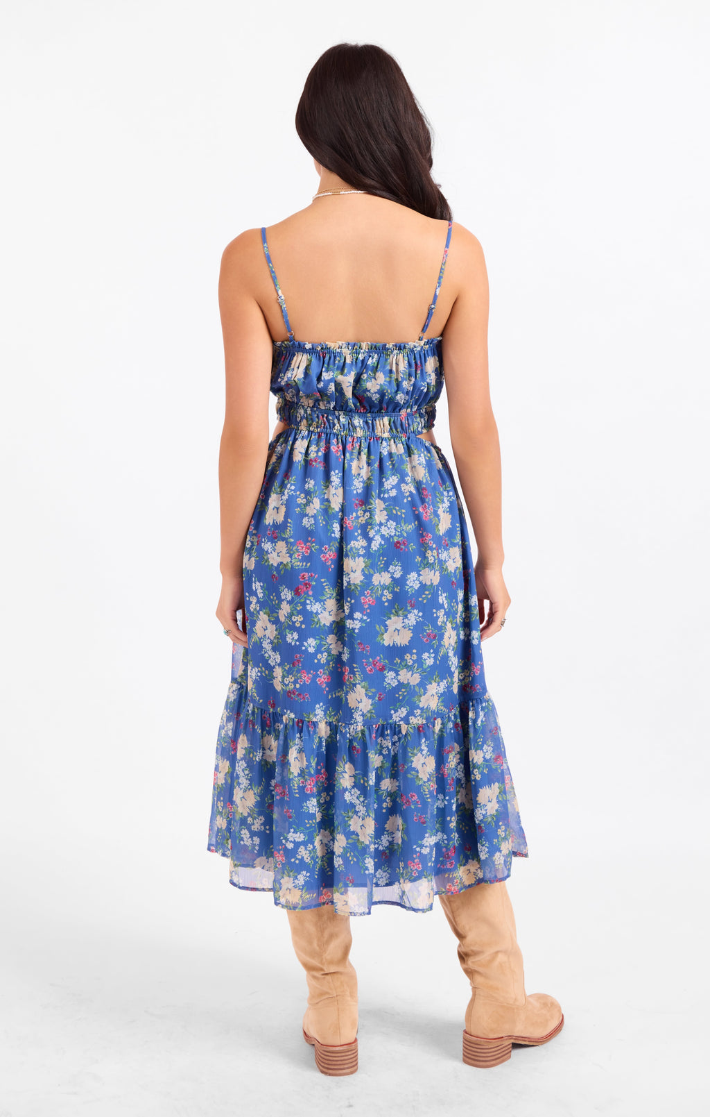 Glow Path Shirred Midi Dress