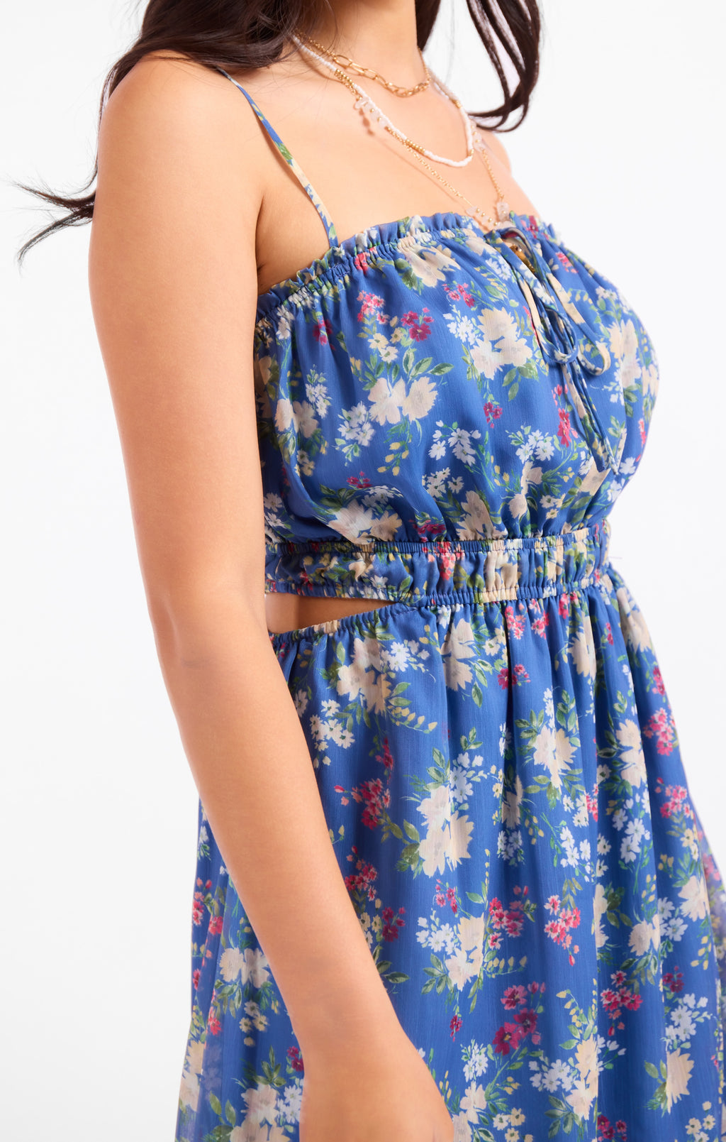 Glow Path Shirred Midi Dress