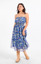 Glow Path Shirred Midi Dress