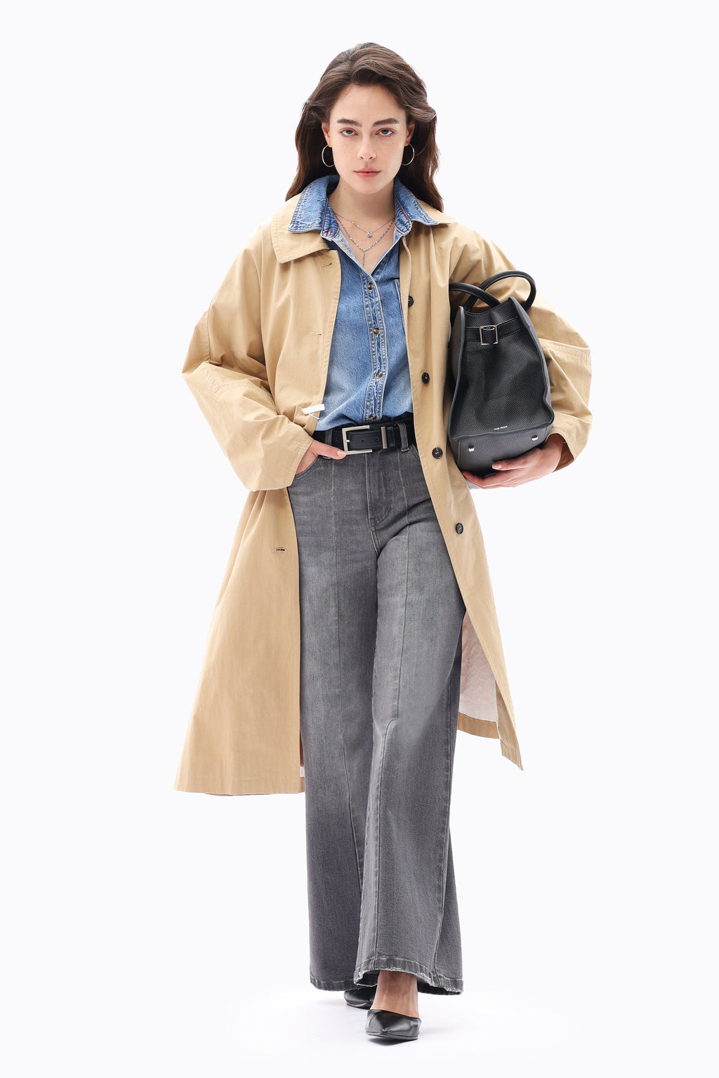 Gray High Rise Wide Leg
