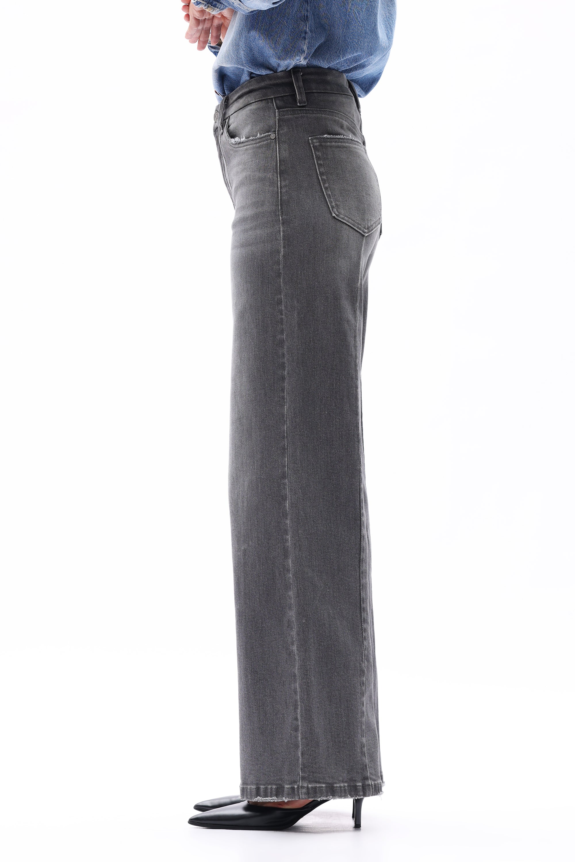 Gray High Rise Wide Leg