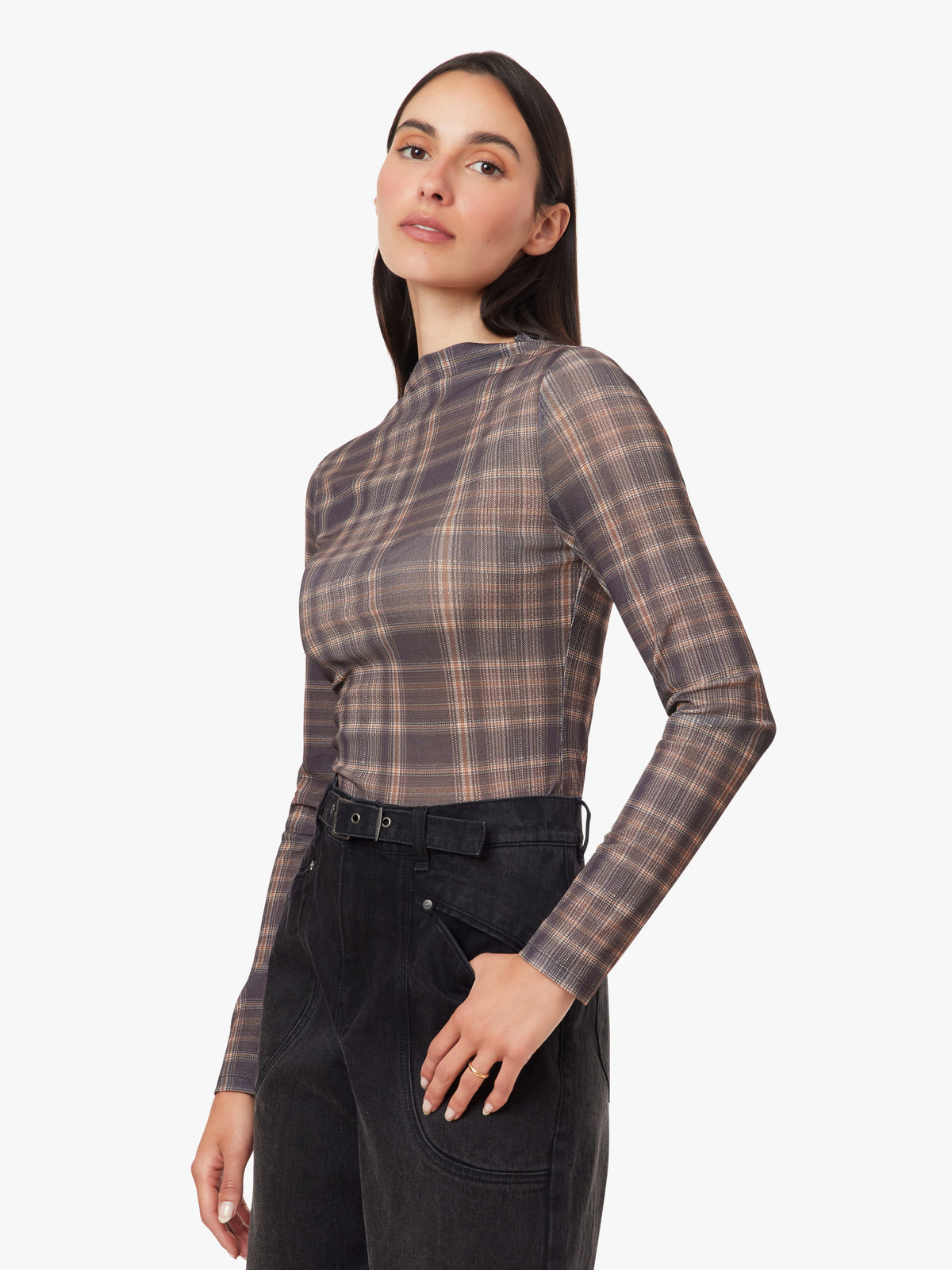 Plaid Turtleneck Top