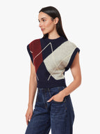 Herringbone Sweater Vest-Navy