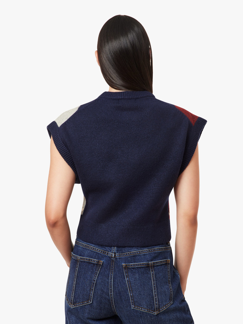 Herringbone Sweater Vest-Navy