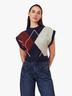 Herringbone Sweater Vest-Navy