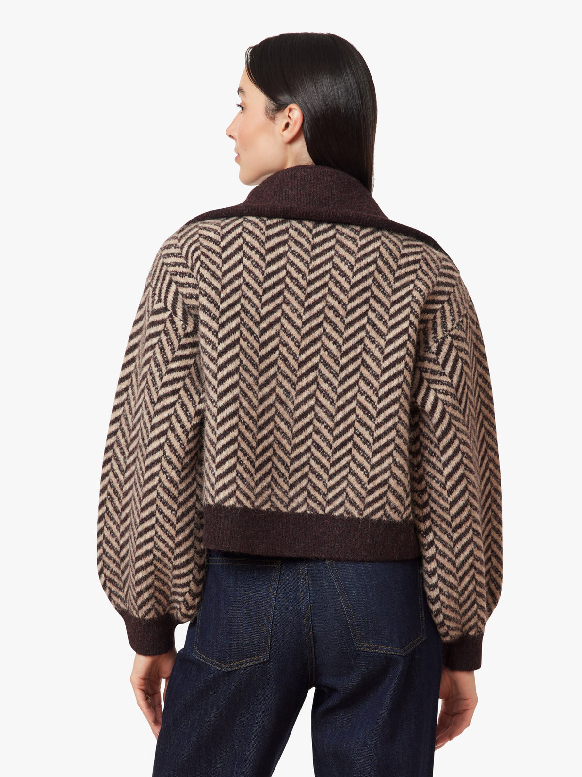 Herringbone Zip Front Cardigan