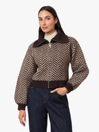 Herringbone Zip Front Cardigan