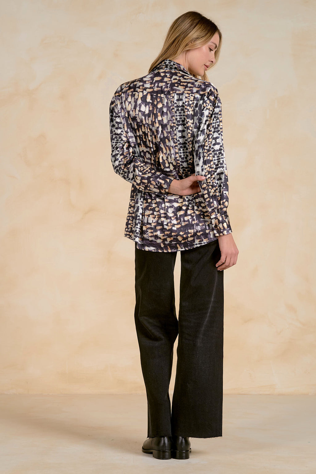 Geometric Satin Button Down