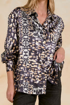Geometric Satin Button Down