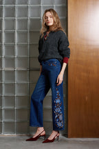 Hongkong Embroidered Straight Leg