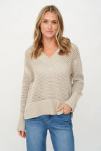 Cameron Crochet V-Neck Sweater
