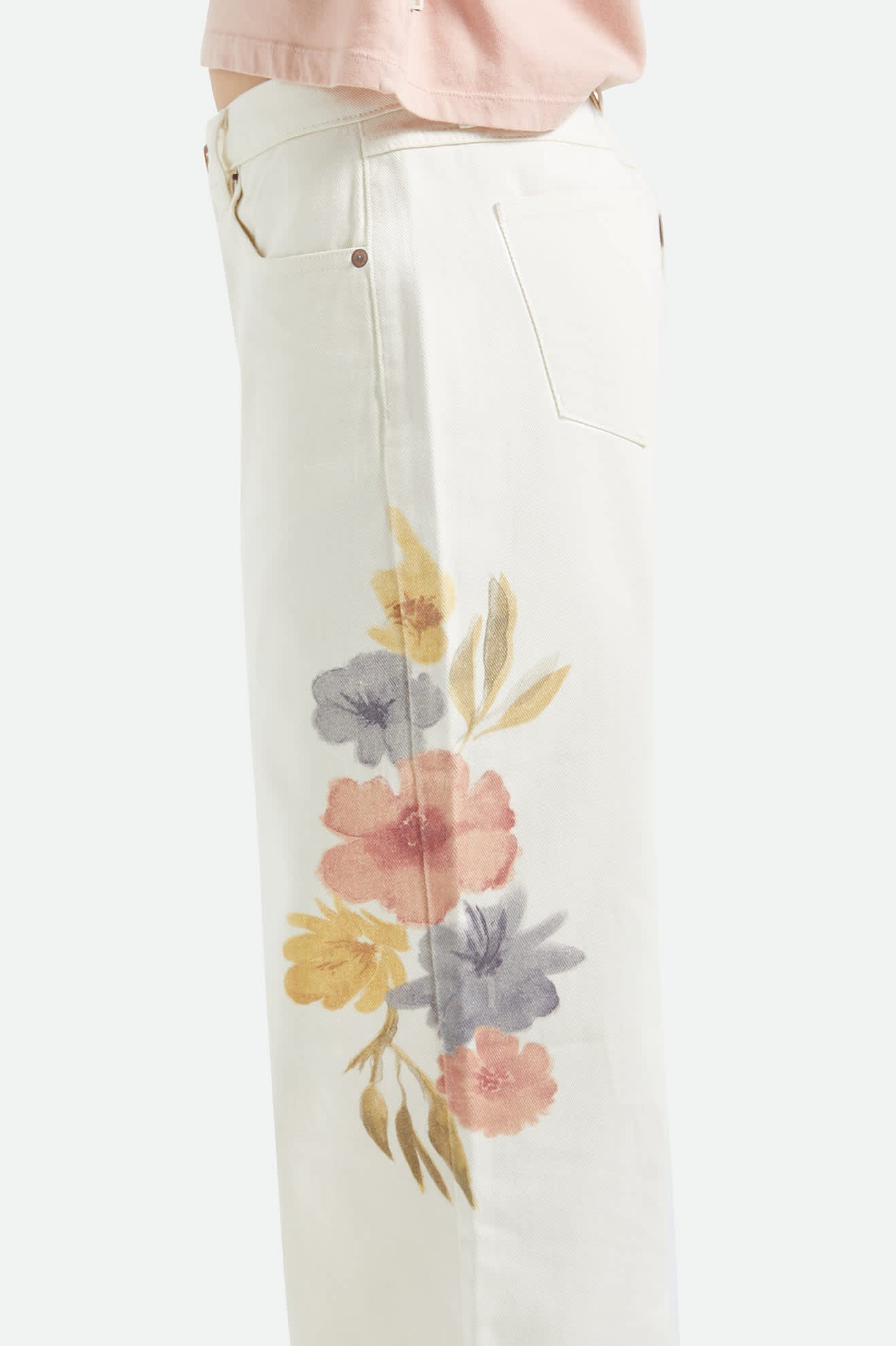 The Chloe 5 Pocket Pant-Off White Floral Burst